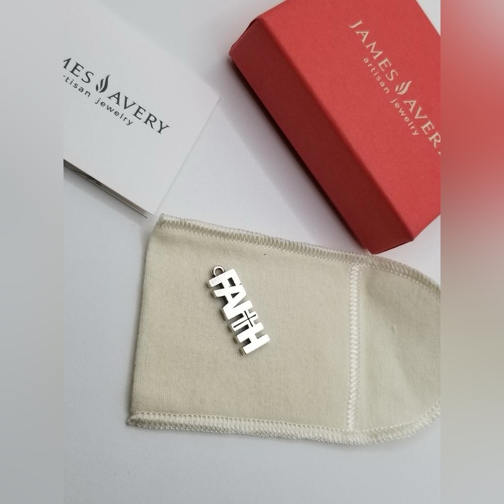 JAMES AVERY FAITH CROSS BLOCK LETTERS CHARM STERLING SILVER RETIRED